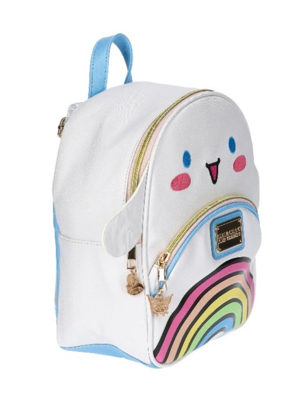 Loungefly Hello Kitty Rainbow Mini Backpack Adjustable White Blue Outer Pockets - Picture 2 of 4